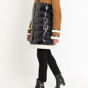 MONCLER Cygne Shearling Tan Camel Jacket Coat 1/S